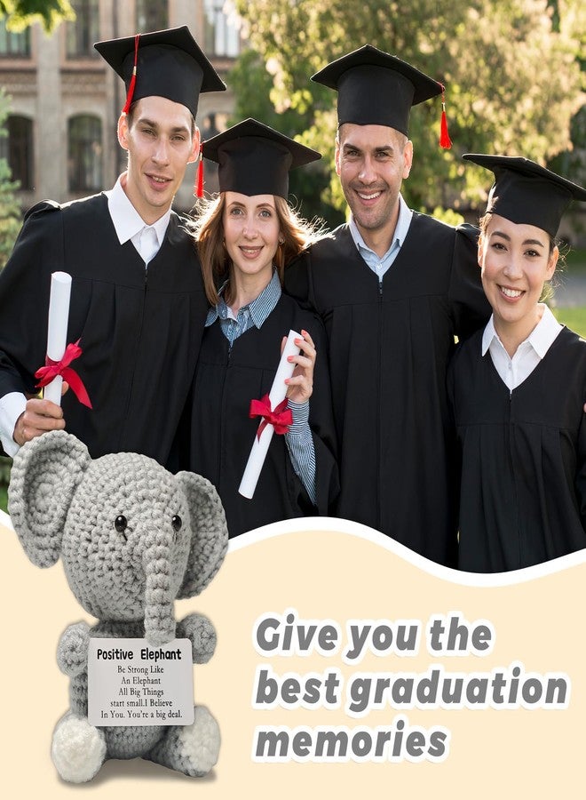 Repnalm Positive Crochet Elephant Birthday Gifts for Women Men Her Him, Small Cute Handmade Crochet Emotional Inspirational Support with Positive Words, Thanksgiving & Christmas Gifts, Decor for Home Office - Image 4